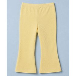 Babyhug 100% Cotton Single Jersey Knit Full Sleeves Top and Legging Set with Lace Details and Floral Embroidery - Yellow