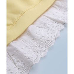 Babyhug 100% Cotton Single Jersey Knit Full Sleeves Top and Legging Set with Lace Details and Floral Embroidery - Yellow