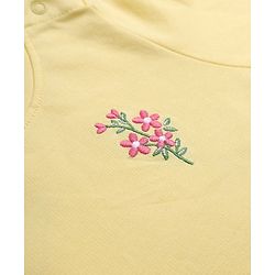Babyhug 100% Cotton Single Jersey Knit Full Sleeves Top and Legging Set with Lace Details and Floral Embroidery - Yellow