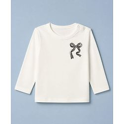 Babyhug 100% Cotton Single Jersey Knit Full Sleeves Top and Skirt Set with Bow Print in White