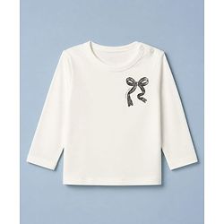 Babyhug 100% Cotton Single Jersey Knit Full Sleeves Top and Skirt Set with Bow Print in White