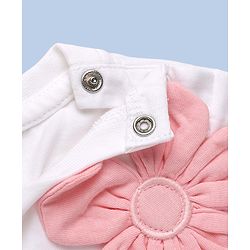 Babyhug 100% Cotton Knit Half Sleeves Top and Skirt Set With Floral Print - White