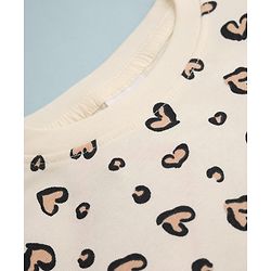 Babyhug Single Jersey Knit Full Sleeves Leopard Printed Top & Skirt Set - Cream