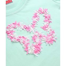 Babyhug 100% Cotton Knit T-Shirt with Full Sleeves and Butterfly Applique in Light/Sky Blue for 6-9 Months
