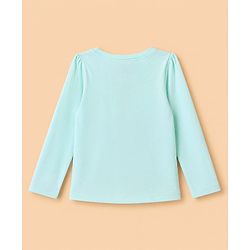 Babyhug 100% Cotton Knit T-Shirt with Full Sleeves and Butterfly Applique in Light/Sky Blue for 6-9 Months