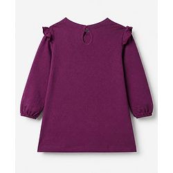 Babyhug Single Jersey Knit Full Sleeves Frock and Legging with Knee Length and Floral Embroidery in Maroon