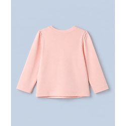 :Babyhug 100% Cotton Knit T-Shirt with Full Sleeve With Flower Applique - Peach