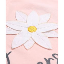 :Babyhug 100% Cotton Knit T-Shirt with Full Sleeve With Flower Applique - Peach