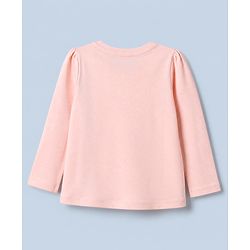 :Babyhug 100% Cotton Knit T-Shirt with Full Sleeve With Flower Applique - Peach
