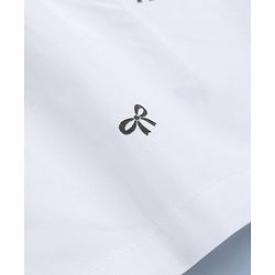 Babyhug 100% Cotton Poplin Woven Peter Pan Lace Collar Full Sleeves Top with Bow Print - White