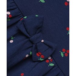 Babyhug Single Jersey Knit Half Sleeves Striped & Floral Printed Frocks With Bow Applique Pack Of 2 - Navy Blue & White