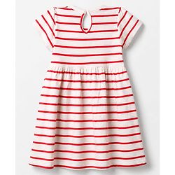 Babyhug Single Jersey Knit Half Sleeves Striped & Floral Printed Frocks With Bow Applique Pack Of 2 - Navy Blue & White