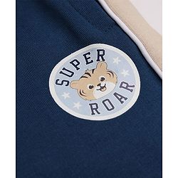 Babyhug Cotton Looper Knit Jogger Fit Full Length Lounge Pant with Tiger Print - Navy Blue