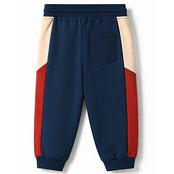 Babyhug Cotton Looper Knit Jogger Fit Full Length Lounge Pant with Tiger Print - Navy Blue