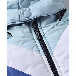 Babyhug Woven Padded Quilted Hooded Winter Jacket with Full Sleeves and Cut & Sew - Blue