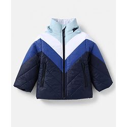 Babyhug Woven Padded Quilted Hooded Winter Jacket with Full Sleeves and Cut & Sew - Blue