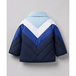 Babyhug Woven Padded Quilted Hooded Winter Jacket with Full Sleeves and Cut & Sew - Blue