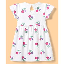 Babyhug Single Jersey Knit Dress with Half Sleeves in Heart & Floral Print Pack of 2 - Purple White