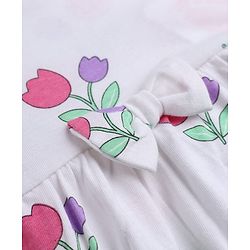 Babyhug Single Jersey Knit Dress with Half Sleeves in Heart & Floral Print Pack of 2 - Purple White