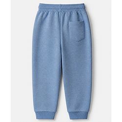 Babyhug Cotton Looper Knit Full Length Solid Track Pant With Team Football Print - Blue
