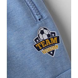 Babyhug Cotton Looper Knit Full Length Solid Track Pant With Team Football Print - Blue