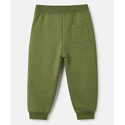 Babyhug Cotton Looper Knit Jogger Fit Full Length Lounge Pant with Fox Patch - Olive Green