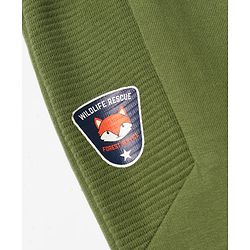 Babyhug Cotton Looper Knit Jogger Fit Full Length Lounge Pant with Fox Patch - Olive Green