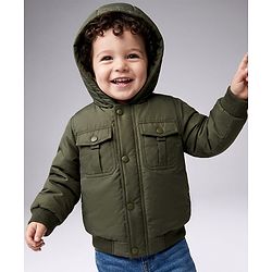 Babyhug Woven Full Sleeves Padded/Quilted/ Winter Jacket - Olive