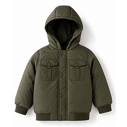 Babyhug Woven Full Sleeves Padded/Quilted/ Winter Jacket - Olive