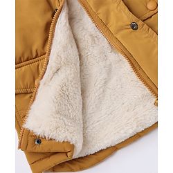 Babyhug Woven Full Sleeves Hooded Solid Padded/Quilted/ Winter Jacket - Mustard