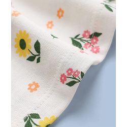 Babyhug Single Jersey Knit Half Sleeves Frocks with Floral & Polka Dots Print & Bow Applique Pack of 2 - White & Peach