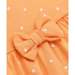 Babyhug Single Jersey Knit Half Sleeves Frocks with Floral & Polka Dots Print & Bow Applique Pack of 2 - White & Peach