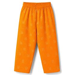 Babyhug 100% Cotton Woven Full Sleeves Front Open Shirt & Pyjama Nightsuit with Sea Text Print - Orange