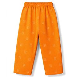 Babyhug 100% Cotton Woven Full Sleeves Front Open Shirt & Pyjama Nightsuit with Sea Text Print - Orange