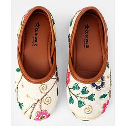 Cute Walk by Babyhug Slip On Ethnic Printed Mojaris in Beige
