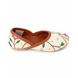 Cute Walk by Babyhug Slip On Ethnic Printed Mojaris in Beige