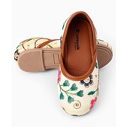 Cute Walk by Babyhug Slip On Ethnic Printed Mojaris in Beige