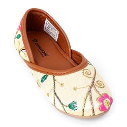 Cute Walk by Babyhug Slip On Ethnic Printed Mojaris in Beige
