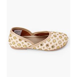 Cute Walk by Babyhug Slip On Ethnic Printed Mojaris in Golden