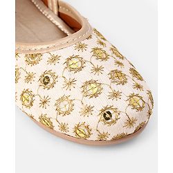 Cute Walk by Babyhug Slip On Ethnic Printed Mojaris in Golden