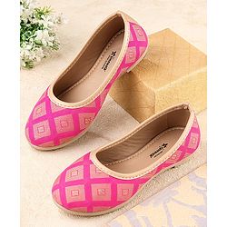 Cute Walk by Babyhug Slip On Ethnic Printed Mojaris - Dark Pink