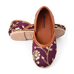 Cute Walk by Babyhug Slip On Ethnic Printed Mojaris in Purple