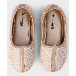 Cute Walk by Babyhug Slip On Ethnic Printed Mojaris - Beige
