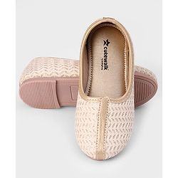 Cute Walk by Babyhug Slip On Ethnic Printed Mojaris - Beige