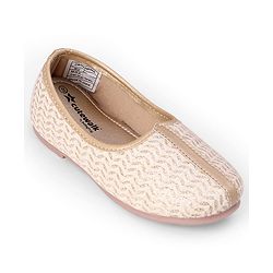 Cute Walk by Babyhug Slip On Ethnic Printed Mojaris - Beige