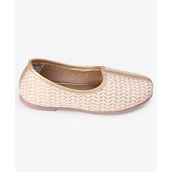 Cute Walk by Babyhug Slip On Ethnic Printed Mojaris - Beige