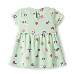 Babyhug Cotton Single Jersey Knit Half Sleeves Heart & Rainbow Print Pack of 2 - Pink & Sea Green
