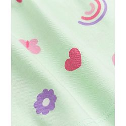 Babyhug Cotton Single Jersey Knit Half Sleeves Heart & Rainbow Print Pack of 2 - Pink & Sea Green
