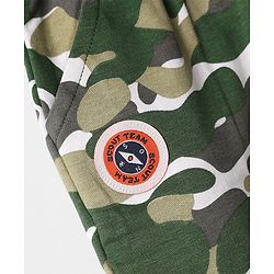 Babyhug Cotton Looper Knit Full Length Track Pant With Camouflage Print - Olive Green