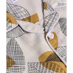 Babyhug Cotton Knit Full Sleeves Front Open Shirt & Pyjama Co-Ords Night Suit With Leaf Print - White
